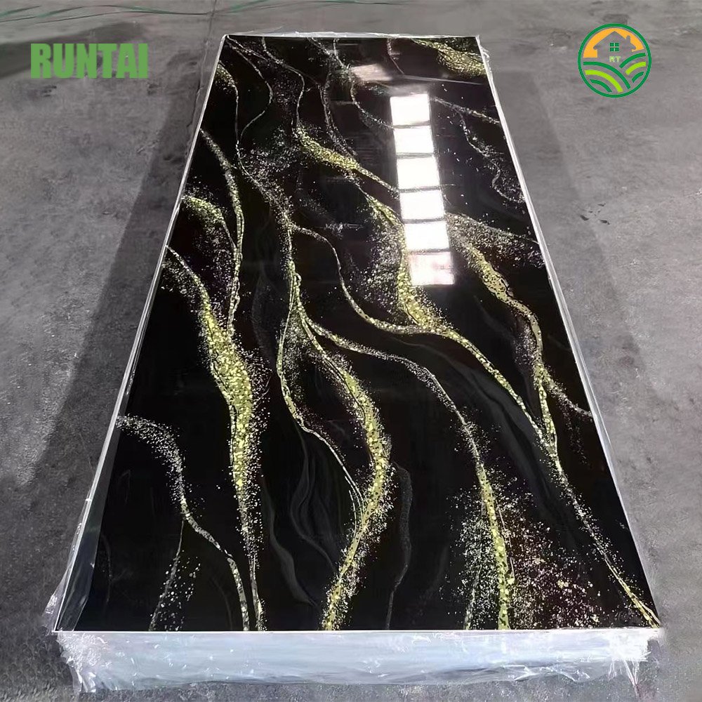 UV Coating 3D Waterproof High Glossy PVC Marble Wall Panel